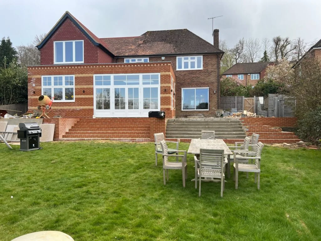 Rear elevation and garden at the Silverdale Avenue project in Oxshott