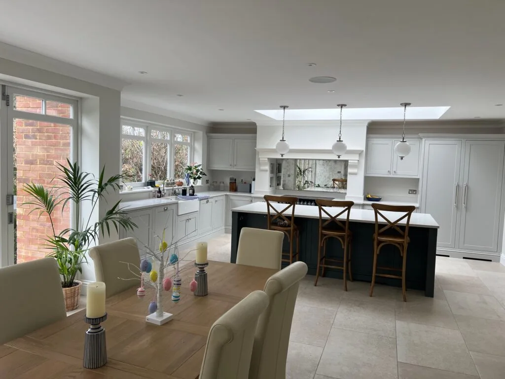 Bright kitchen and dining interior at Manor Walk in Weybridge